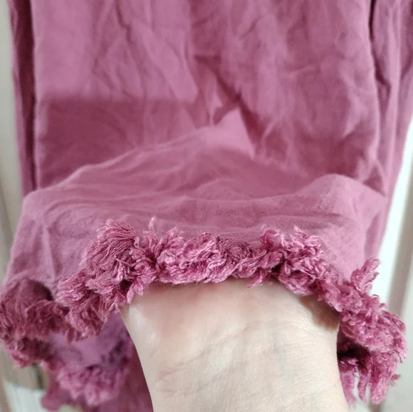 UMGEE Large Pink Dress Linen cotton blend Raw Hem Raglan short Sleeve - Picture 5 of 11